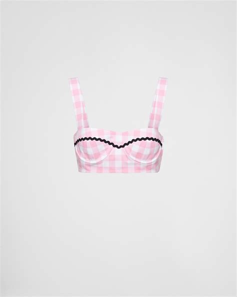 Pink/black Gingham Check Bralette Top 